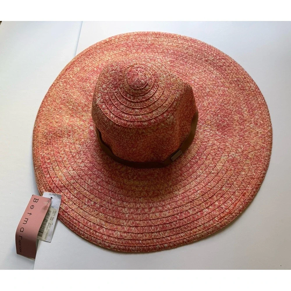 Betmar New York Women's Wide Brim Floppy Sun‎ Hat Pink Orange Beach Hat